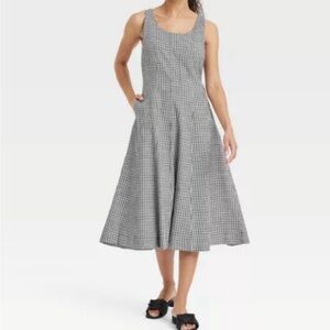 A New Day Black & White Check Midi Dress
